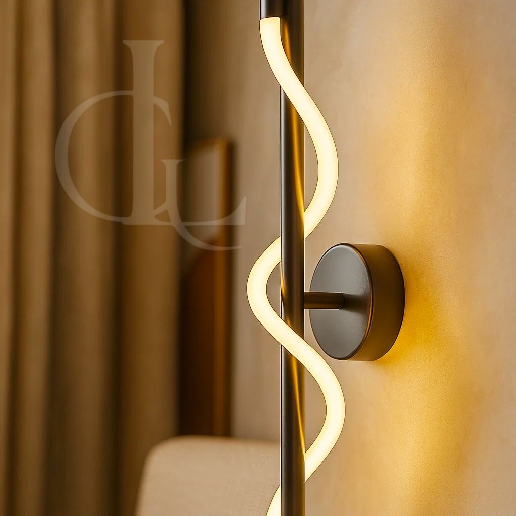 Modern Black Twisted Acrylic Tube Wall Light